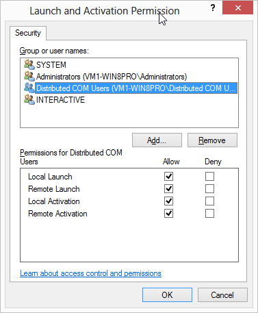 Configuring TclBook.SecurityBlanketReflector launch permissions