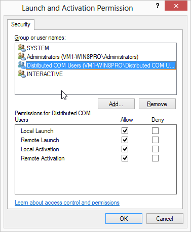 Adding component launch permissions